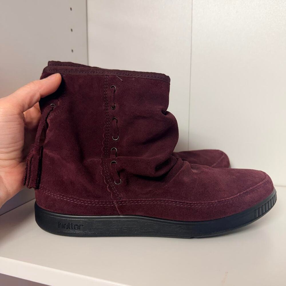 Hotter burgundy suede ankle boots
